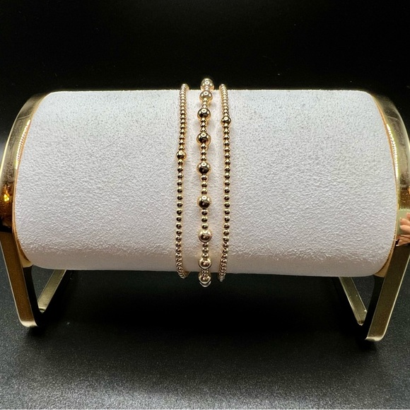 Set of 3 Bracelets - Two 2mm & One 2mm/4mm Bracelet with 14k Gold Filled… - Picture 3 of 6